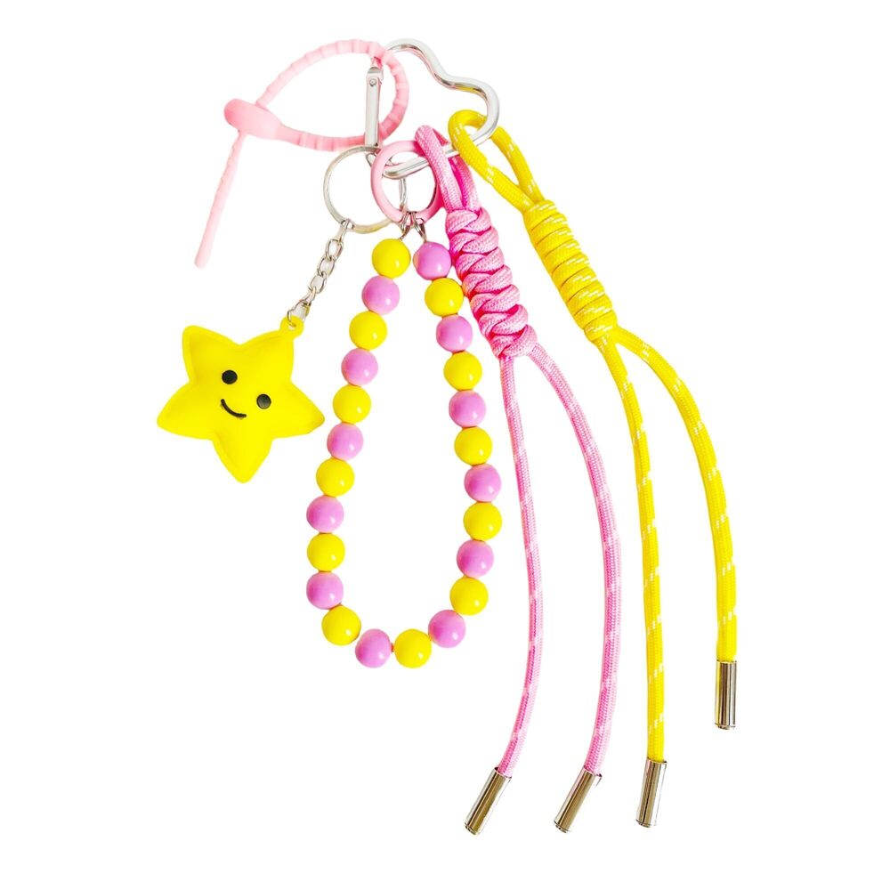 7233 Cute Star Beaded Rope Braided Keychain Bag Charms for Handbag Purse